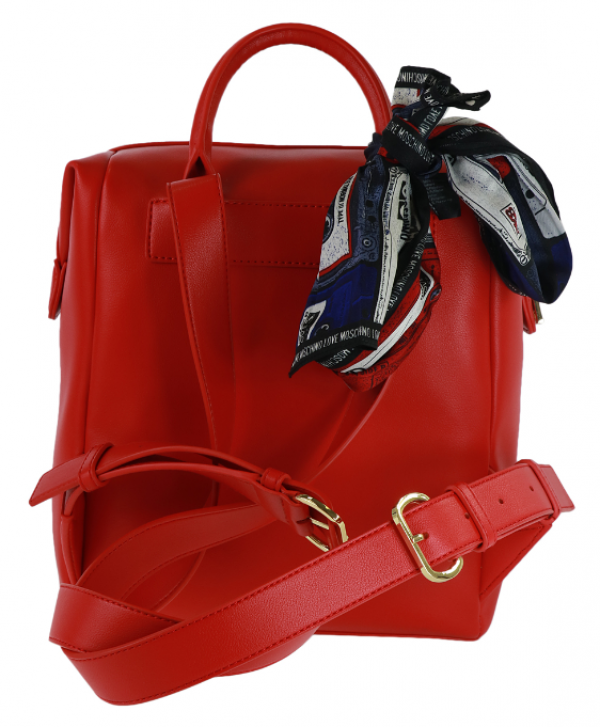 Ransel wanita berbentuk kotak dengan aksen tali kulit